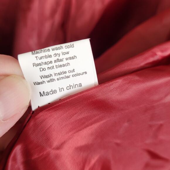 Plush faux fur cropped open front jacket maroon red size Med Luxe Soft Maximal - Picture 6 of 6